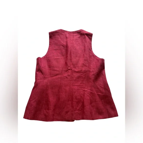 Jones New York Red Linen Sleeveless Blouse Size 6 Minimalist - Picture 6 of 8